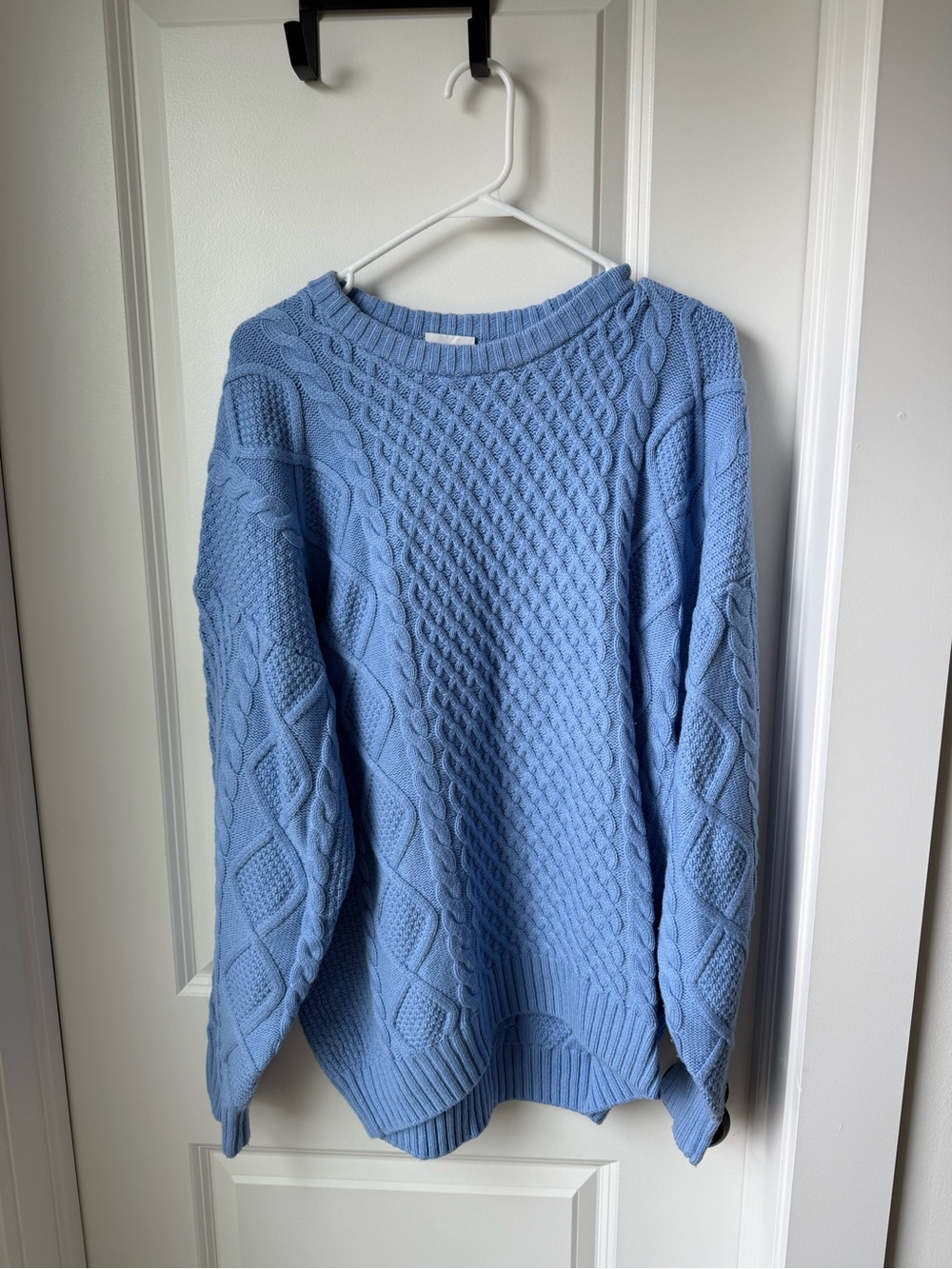 Aritzia Sky Blue Cable Knit Crewneck Sweater